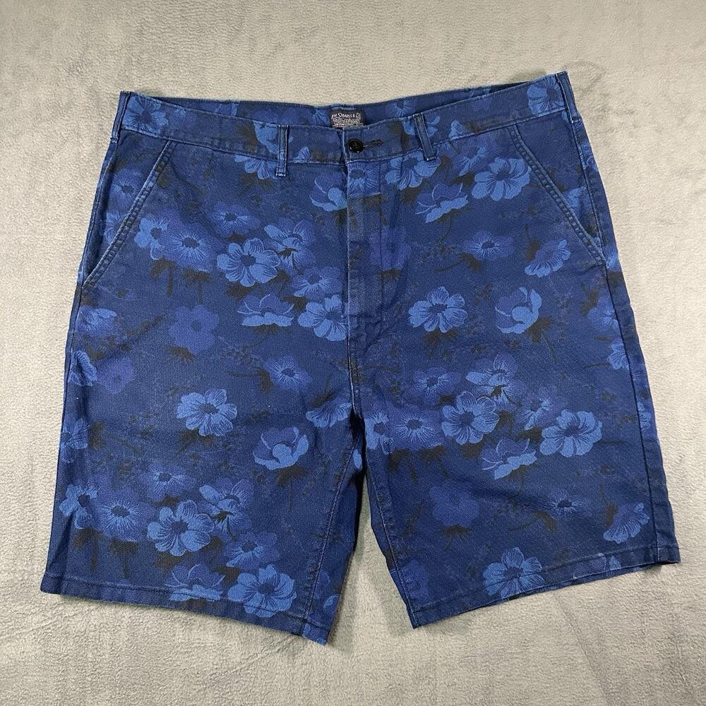 Levi's Shorts Mens Size 40 Blue Floral Flat Front Cotton Hawaii Vacation Cruise